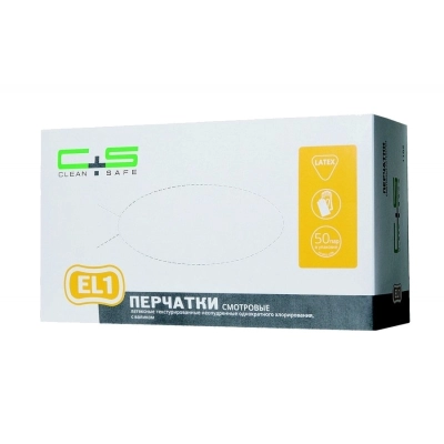 Перчатки латексные неопудренные текстурированные одиночного хлорирования с валиком EL1 (100 шт.)