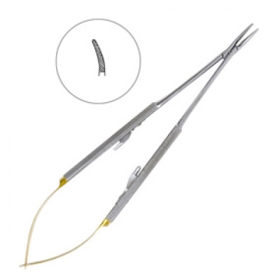 Иглодержатель Кастровьехо хирургический изогнутый Castroviejo-Gomel TC, 180 мм