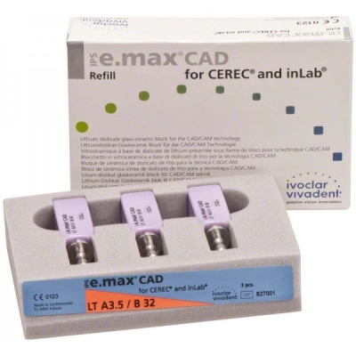 Блоки IPS e.max CAD для CEREC и inLab LT B32, по 1 x 3