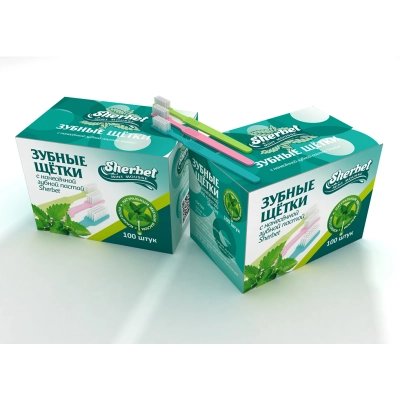 Щетки одноразовые с пастой Sherbet Mint Mousse (100 шт.)